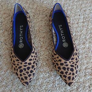 ROTHY’S Retired “The Point” Pointed Leopard Animal Print Slip On Ballerina Flats
